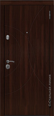 Входная дверь Стальная Линия Саунд серия 90 орех тёмный/ясень белый